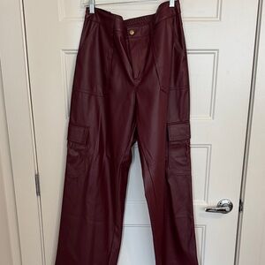 Faux Leather Cargo Pants